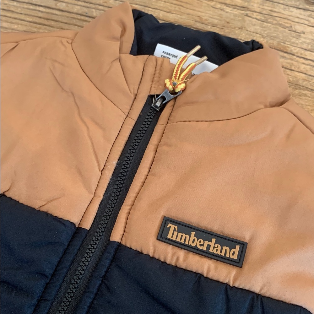 3T Timberland Puffer Vest Black Brown Excellent - Picture 2 of 5